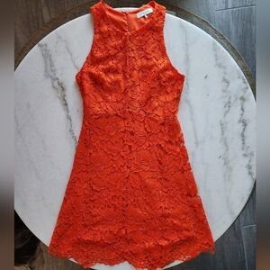 Sandro Paris Orange Lace a-line dress Size 0
